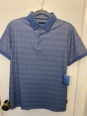 Men's Blue Checked Polo Shirt